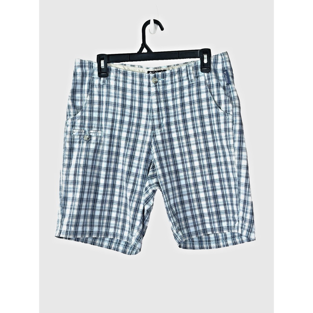 VTG Columbia Bermuda Blue Plaid 10 Short Mid Rise Golf Tennis Pickleball Preppy